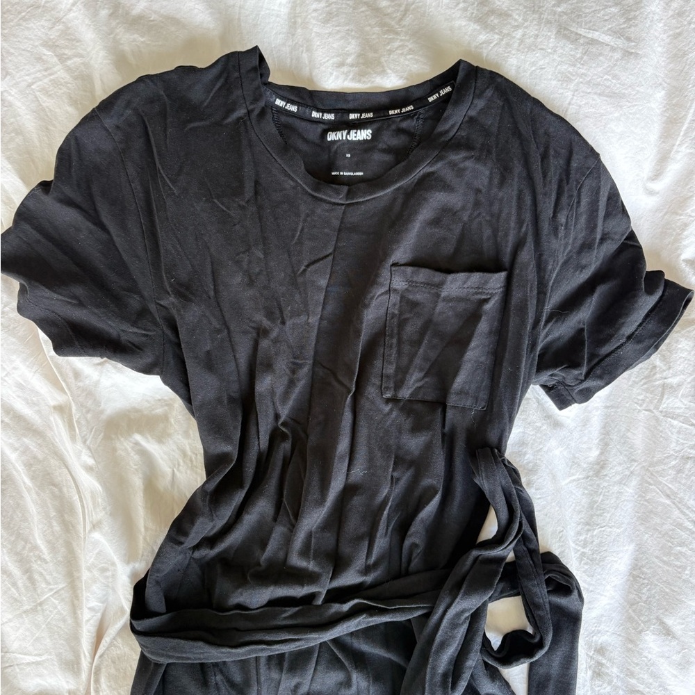 Black T-Shirt Dress with Pocket